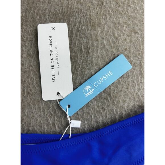 Cupshe Bright Blue Cheeky High Leg Bikini Bottom Sz XL New Swimwear Bottom - Picture 5 of 5